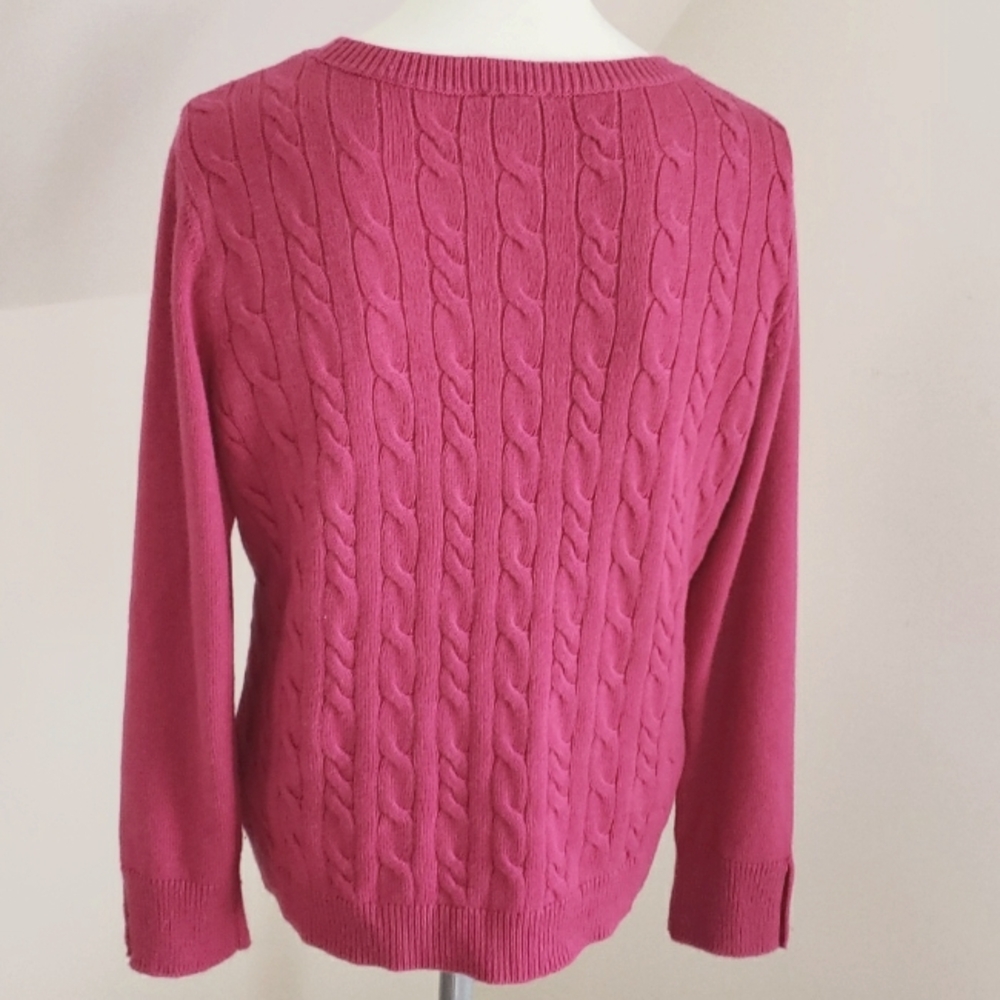 Talbots Petite Button Cuff Cable Knit Lambswool B… - image 6